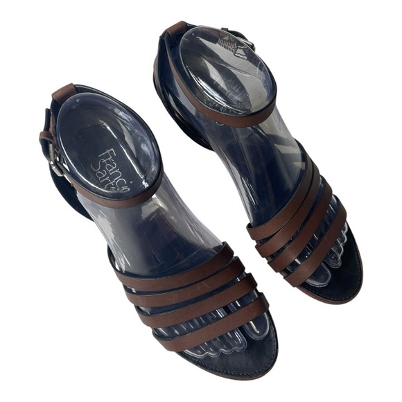 Franco Sarto Women’s Della Brown Leather Wedge Sandals - Picture 8 of 9